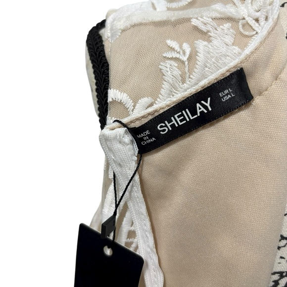 NWT Sz L White Ivory Lace Embroidered Mini Slip Dress Bohemian Romantic Wedding - Picture 8 of 8